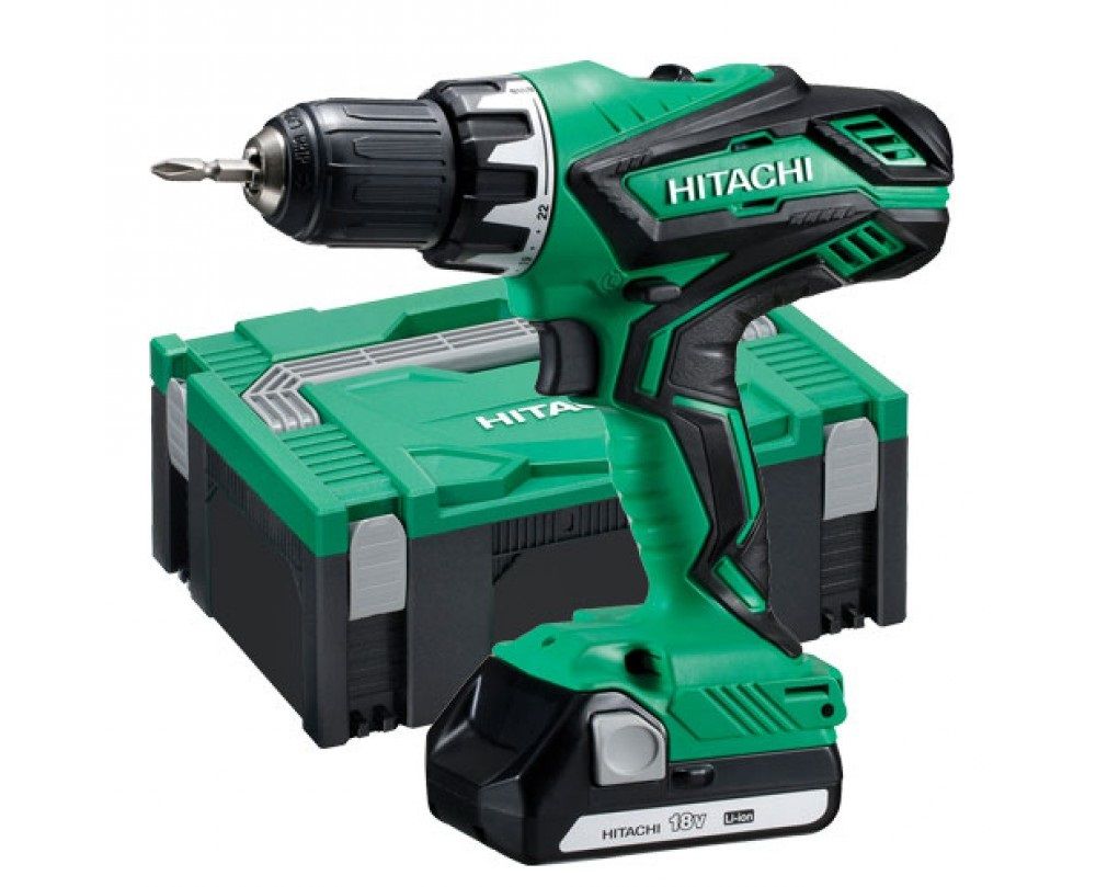 Hitachi DS18DJL(LC) Li-Ion battery drill/screwdriver set (2x 1.5Ah battery) - meijergereedschap.nl